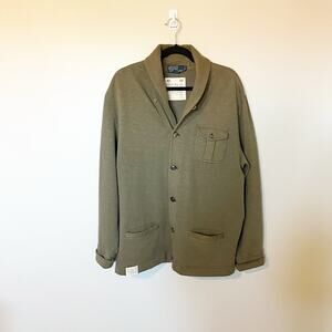 Polo Ralph Lauren green shawl collar cardigan military utility men’s large